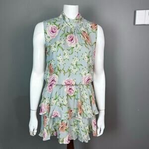 REVOLVE Yumi Kim dress size XS Kiss Me Slate Bloomcore mini Blouson tiered fairy